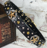 WESTERN dog collar wit star conchos and studs close up