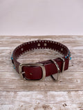Cassidy Leather Dog Collar (Garnet) - Karma Collars: Custom Leather Dog Collars