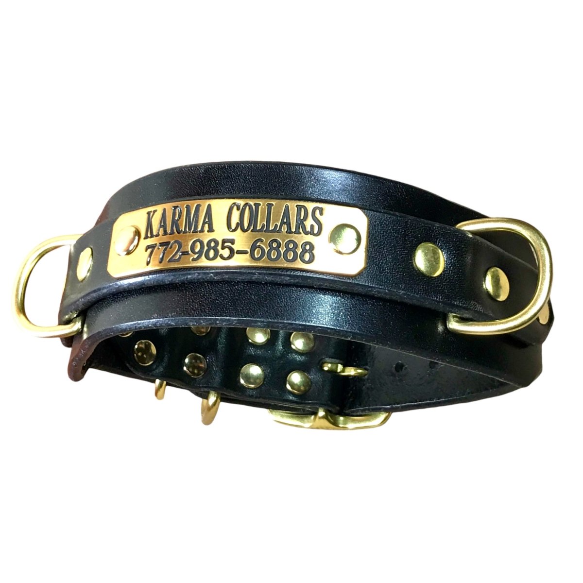 Double hot Dee Triple Triskel Locking Leather Play Collar