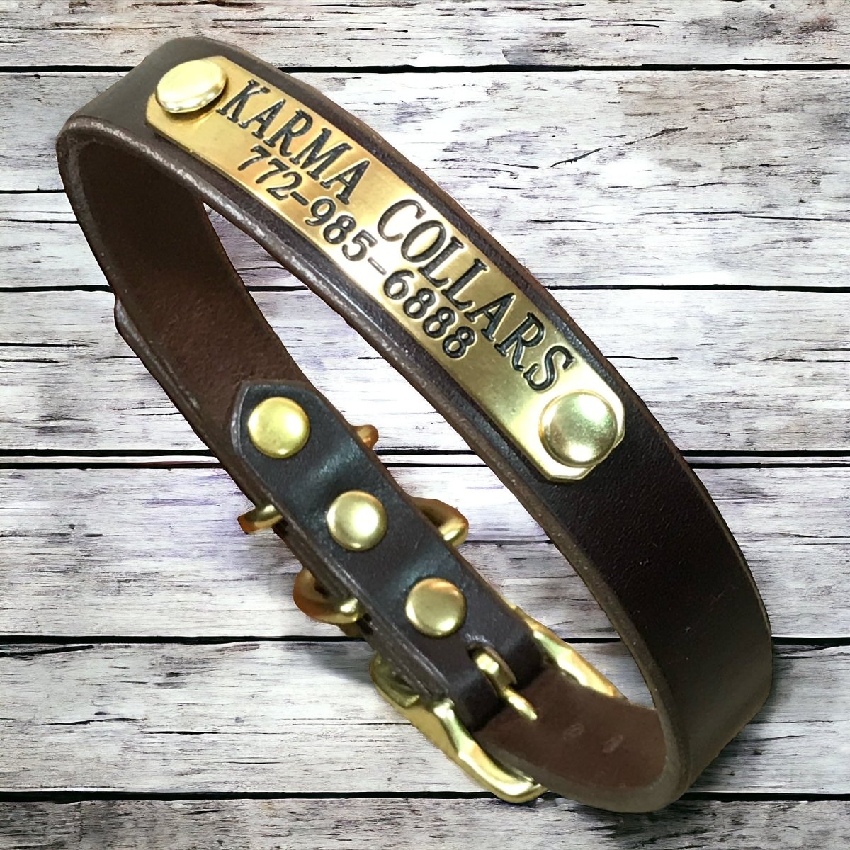 metal gear solid 5 nameplate Leather Dog Collar with Nameplate 1 Inch Wide Brown / X-Large (21"-23" neck)
