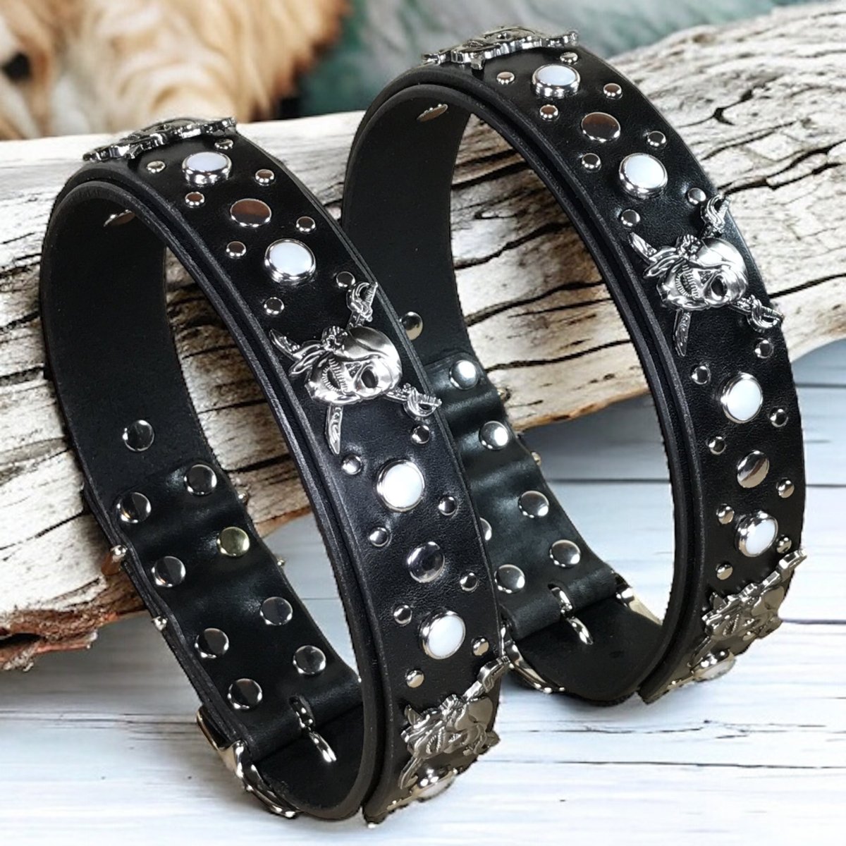 Leather Dog Collar - Pirate Themed/Calipso – Karma Collars