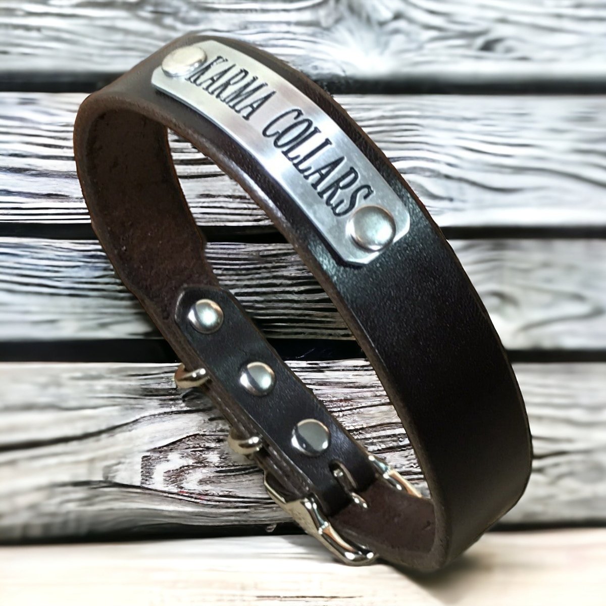 Best leather dog collars with nameplate best sale