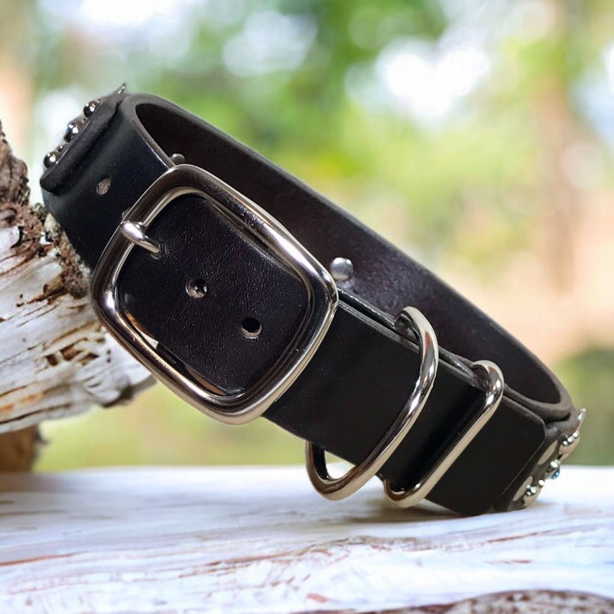 lily flower dog collar Luxury Lilly Leather Dog Collar Black / Medium (16
