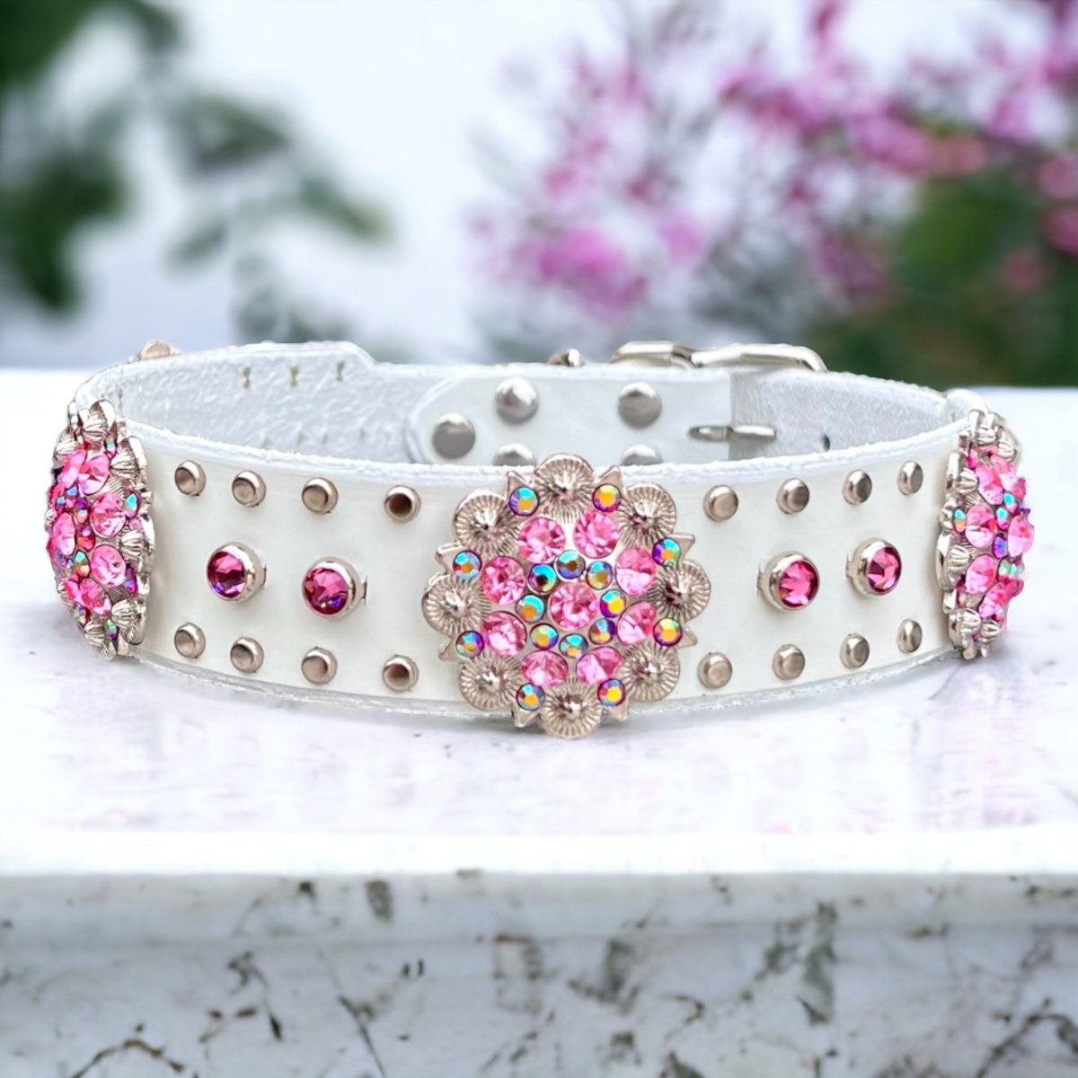 Leather Collar Pink Bedazzled Dog Collar Beirui Pink Diamond