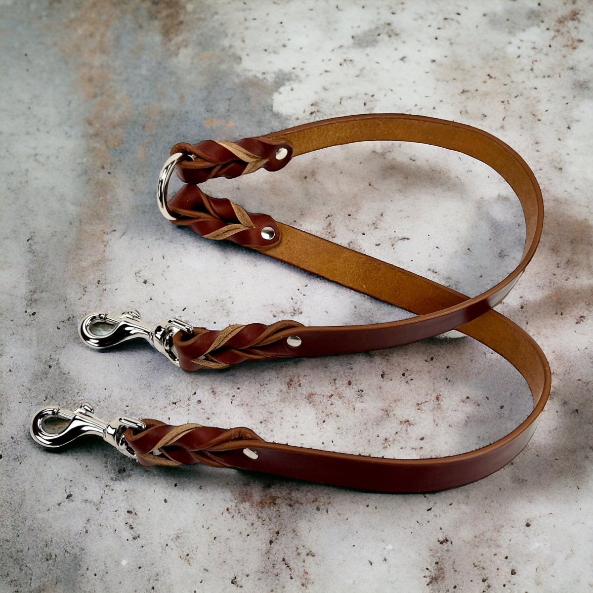 Premium Leather Leash Coupler for Walking Two Dogs 18