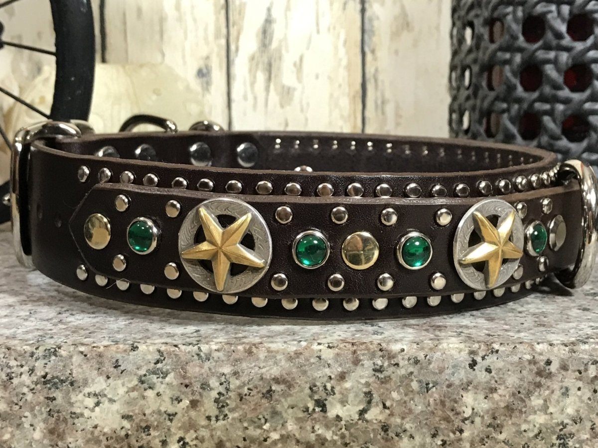 Black Leather Dog Collar With retailer Rustic Conchos 10