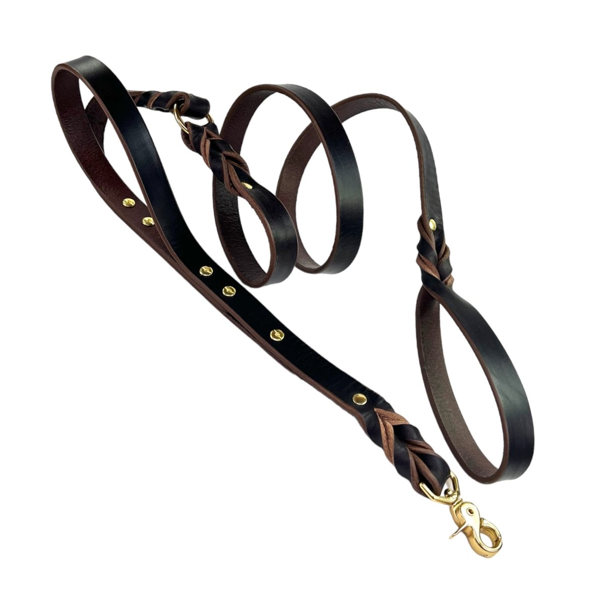 2 foot leather dog leash Double Handle Leather Leash 5-Foot / 1