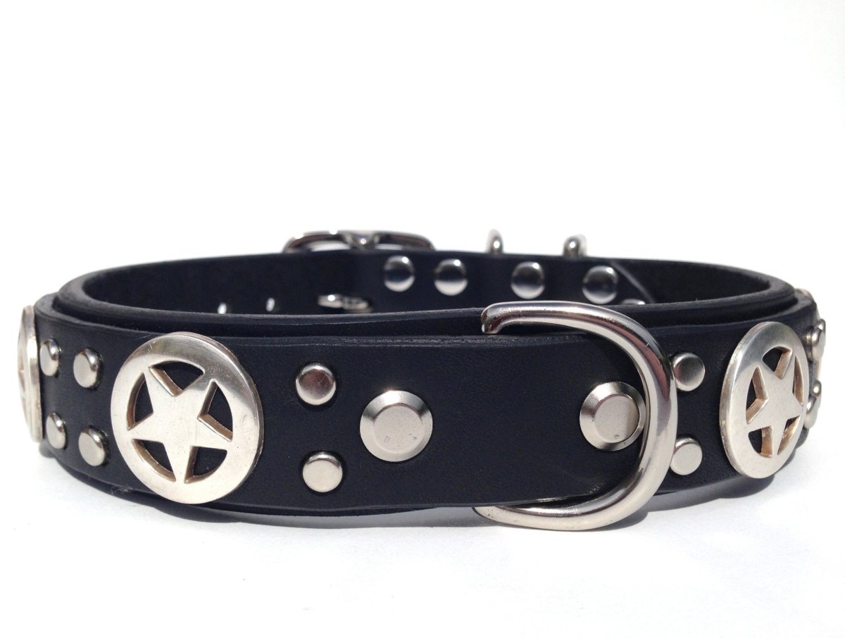 Horze Noir Dog Collar with Stars