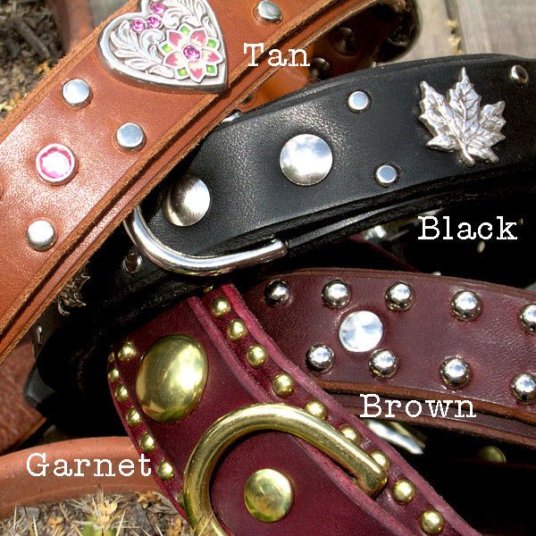 Caramel Brown Leather Dog Collar and Leash Set - SUPERSTAR