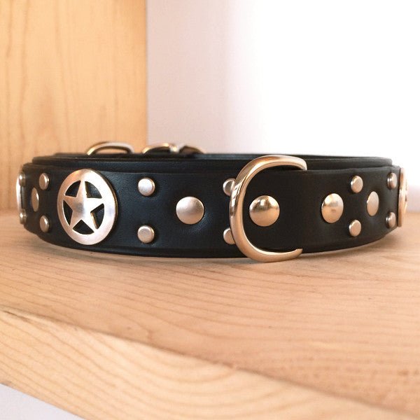 Horze Noir Dog Collar with Stars