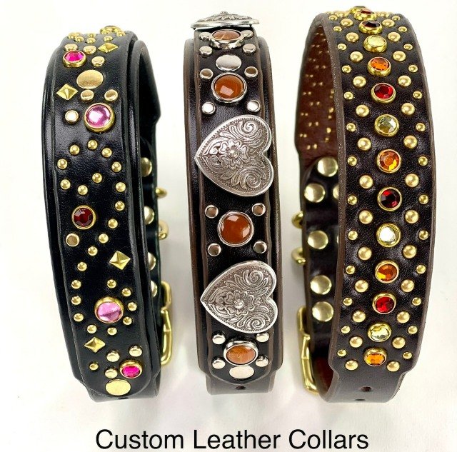 Personalized Dog Collar Leash Set Customized Leather Pet Collar